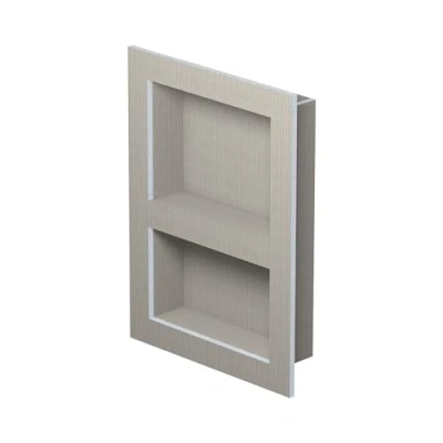 Afbeelding van LUX ELEMENTS Wand nis douche klaar om te betegelen 55,9 x 40,6cm I Prefab douchenis ﻿incl. 1 tussenschot ﻿Plaatsbesparende planchetmogelijkheid