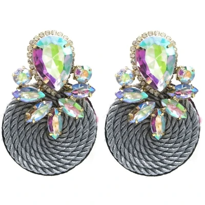 Afbeelding van Statement Oorbellen Rond Kralen 7x4 cm Grijs