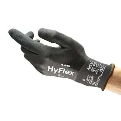 Afbeelding van Ansell HyFlex 11 849 Schuurvaste professionele werkhandschoenen, multifunctionele bescherming, mechanisch, manipulatie, assemblage, wasbare veiligheidshandschoen, Zwart, Maat M (1 paar)