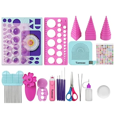 Afbeelding van YURROAD 19st Beginners Papieren Quilling Gereedschap Set Elektrische Gegroefde Pen Sjabloonbord Krultang Krimper Kam Filigrana