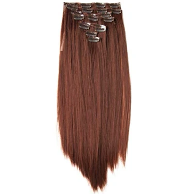 Afbeelding van CAISHA XXL 50cm 8 Delige Set CLIP IN EXTENSIONS Haarextensies Haarstukje Glad Bruin CES113