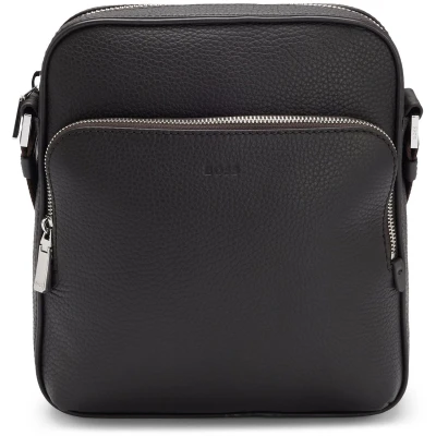 Afbeelding van BOSS Leren Schoudertas Gordeltas New Crosstown Zip Bag Dark Brown Donkerbruin