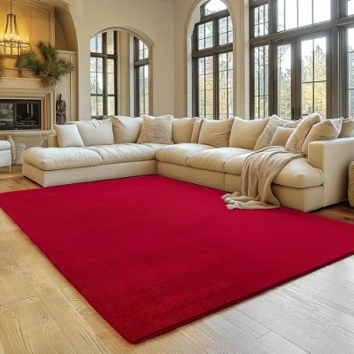 Afbeelding van SIMPEX Vloerkleed Rood 200x280 cm Antislip, Wasbaar en Zacht, Modern Effen Design voor Woonkamer, Slaapkamer, Keuken Kinderkamer, Comfortabel Duurzaam