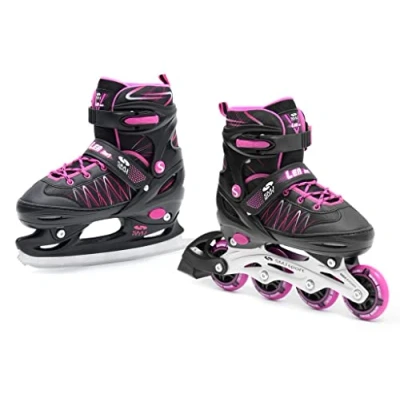 Afbeelding van SMJ sport ABEC7 LEA 2 in 1 inline skates voor kinderen, meisjes, verstelbare (30 33)