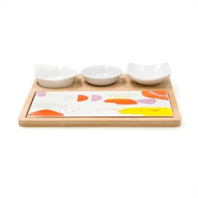 Afbeelding van Serveerset Quid Kaleido Multicolour Hout 23 x 19,5 3,5 cm 5 Onderdelen