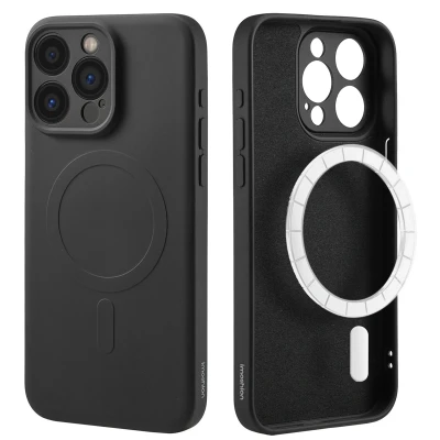 Afbeelding van Apple iPhone 15 Pro Max MagSafe Hoesje Siliconen en TPU (zacht) iMoshion Softcase/Backcover Zwart Telefoonhoesje