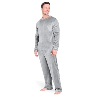 Afbeelding van CityComfort Herenpyjama set superzachte fleece 2 delige pyjama voor heren, loungewear, nachtkleding en cadeaus mannen, Lichtgrijs, XXL