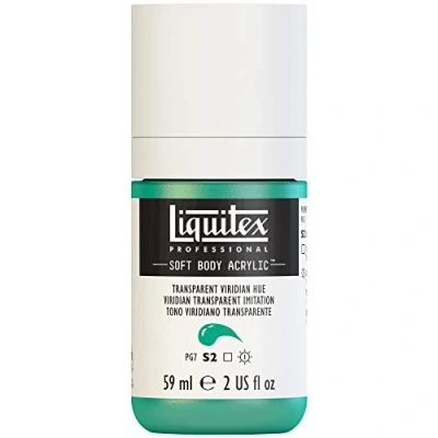 Afbeelding van Liquitex 1959327 Professional Acrylfarbe Soft Body Künstlerfarbe in cremiger deckender Konsistenz, hohe Pigmentierung, lichtecht &amp; alterungsbeständig, 59ml Flasche Viridian Transp. Imit.