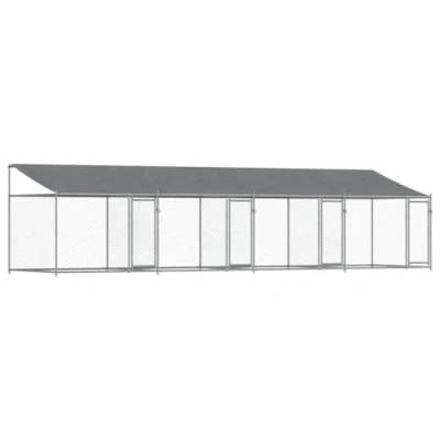 Afbeelding van vidaXL Hondenhok met dak en deuren 8x2x2 m gegalvaniseerd staal grijs