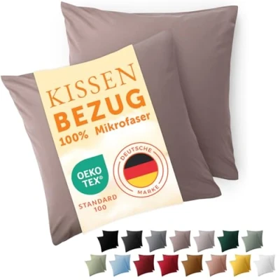 Afbeelding van Blumtal set van 2 kussenslopen 80 x kussensloop, kussensloop zachte, geborstelde microvezelstof, taupe