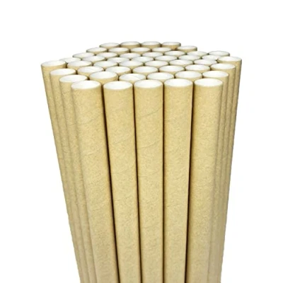 Afbeelding van Boba Rietjes Bubble Thee Smoothie Stro Jumbo Milkshake Drinkpapier Wegwerp Biologisch Afbreekbaar Extra Breed 12mm Groot voor Tapioca Parels Party Supplies Kraft 50 Pack