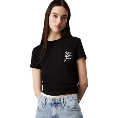 Afbeelding van Calvin Klein Jeans Script Institutional BABY TEE Tshirt print, Dames, Maat: 3XL, Black