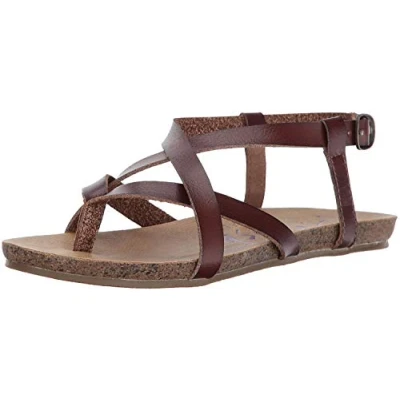 Afbeelding van Blowfish Malibu Dames Granola Synthetische Platte Sandaal, Whiskey Dyecut Pu, 37.5 EU