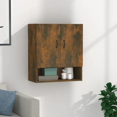 Afbeelding van Wandkast 60x31x70 cm bewerkt hout gerookt eikenkleurig