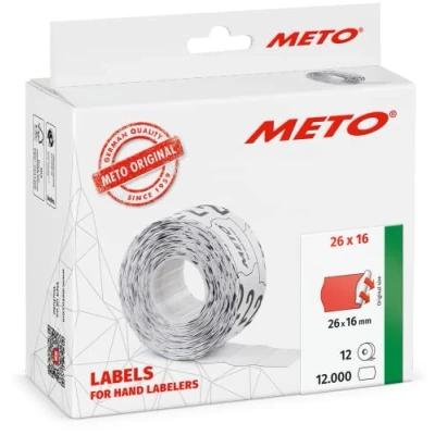 Afbeelding van Meto Classic etiketten fluor rood 26x16mm permanente lijmlaag (12x1000 stuks)