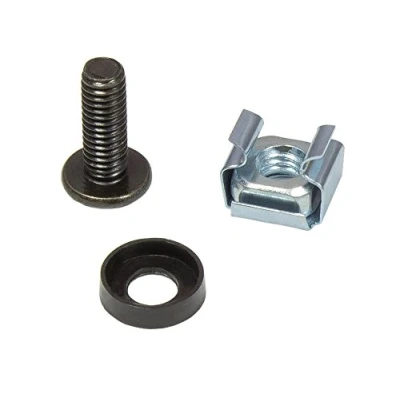 Afbeelding van Faconet® 20 x 6 mm bevestigingsschroevenset met sluitring en kooimoer voor 19 inch server rack kast systemen zwart