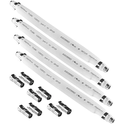 Afbeelding van Poppstar 4x 21,5cm SAT Raam Doorvoer (2mm Venster Kabel Vlak), 8x F connectors (4x naar Antenneaansluiting, Antenneplug), Wit