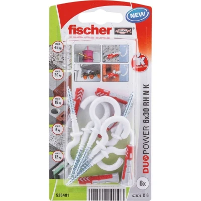 Afbeelding van Fischer plug Duopower met ronde haak wit 6x30mm (Per 6 stuks)