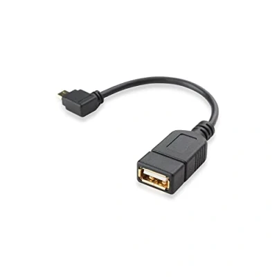 Afbeelding van conecto OTG kabel, Micro USB stekker naar A bus, verguld, 90, 10cm, zwart