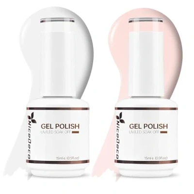Afbeelding van Nicedeco Gel Nagellak Set Semi permanent Gellak UV LED Soak Off Wit Naaktroze Duo Kleuren 2 x 15ML Gift 1