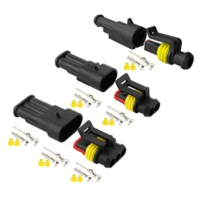 Afbeelding van Aiqeer 15 delige set, waterdicht, elektrisch, kabelverbinder, set met stekker en stekker, voor auto (1 pin, 2 pins, 3 pins)
