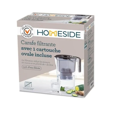 Afbeelding van BWT Homeside Waterfilter, zwart, 2,6 l, filter met 1 zacht gefilterd waterpatroon, drinkwaterfilter, filtert kalk, chloor, lood en koper