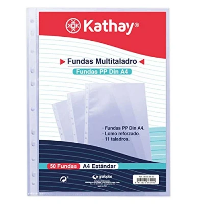Afbeelding van Kathay 86556500 showhoezen, A4, 11 voudig geperforeerd, polypropyleen, 50 stuks