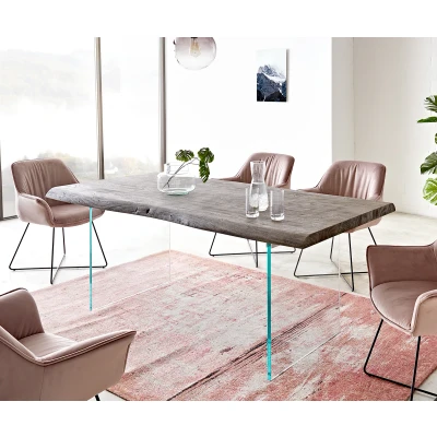 Afbeelding van DELIFE Eettafel Edge 200x100 XL acacia platina verre Live