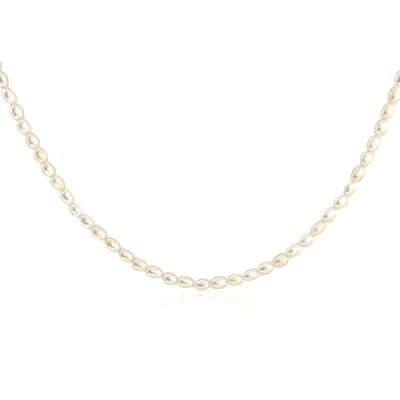 Afbeelding van Mary &amp; Jules Parelketting voor dames, goud, van 925 Sterling zilver, verguld met echte zoetwaterparel, cadeau vrouwen en meisjes, gerecycled Medium, zilver
