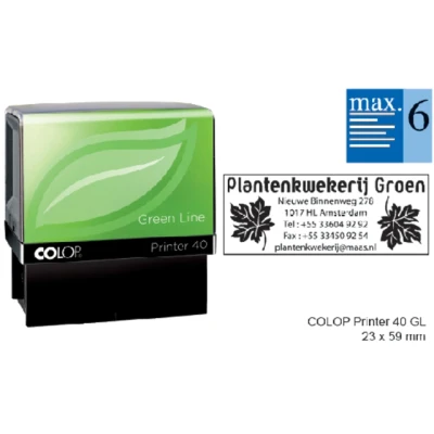Afbeelding van Tekststempel Colop 40 green line personaliseerbaar 6regels 59x23mm