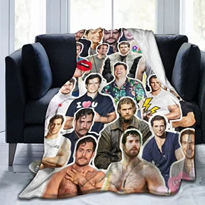 Afbeelding van sacjvoek Henry Cavill Deken van zachte en comfortabele warme fleece voor bank, kantoor, bed, auto, camping, gezellige pluche plaid, stranddeken..