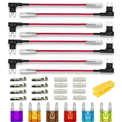 Afbeelding van Gebildet 8stks 12V 24V Kleine Add a Circuit Zekeringkraan, ATM Piggy Back Blade Zekeringhouder met Draadharnas, 6stks Zekering (3A 5A 7.5A 10A 15A 20A) en Zekeringtrekker