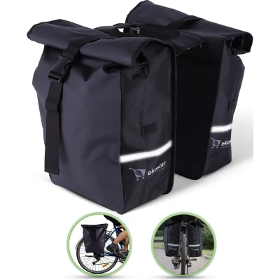 Afbeelding van Ekostar® Online shopping Fietstassen dubbel NIEUW Roltop Fietstas 46 Liter Waterbestendig Zwart electrische fietsen