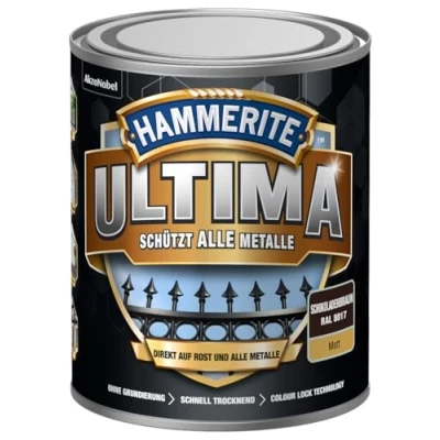 Afbeelding van 5379749 Hammerite ULTIMA metaalbescherming lak roest 750ml mat chocoladebruin RAL 8017