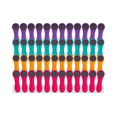 Afbeelding van 48 wasknijpers Soft Grip Touch Softtouch (paars, turquoise, geel, roze, grijs)