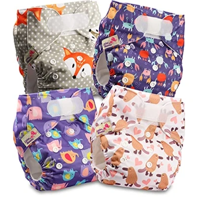 Afbeelding van Littles and Bloomz Herbruikbare pocketluier voor baby, standaard klittenband, 4 luiers, FLV2 0404