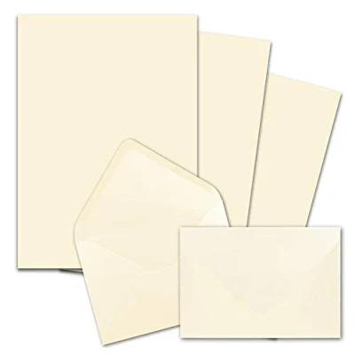 Afbeelding van 25 x briefpapiersets DIN A4 met C6 enveloppen, nat lijmen crème vanille mat schrijfpapier enveloppen FarbenFroh by GUSTAV NEUSER