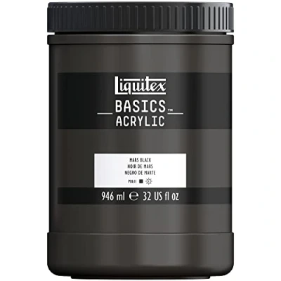 Afbeelding van Liquitex Basics 8870352 Monopigmenteerde acrylverf, kunstenaarspigmenten, lichtecht, gemiddelde viscositeit, archiefkwaliteit, zijdeglanzende afwerking, 946ml Mars Black