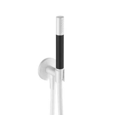Afbeelding van HotBath Cobber M440 staafhanddouche met wandsteun en uitlaat doucheslang 150cm Mat Wit