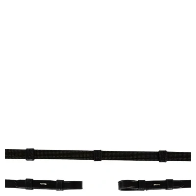 Afbeelding van BR Teugels Rubber met Stops Zwart/Zilver Pony