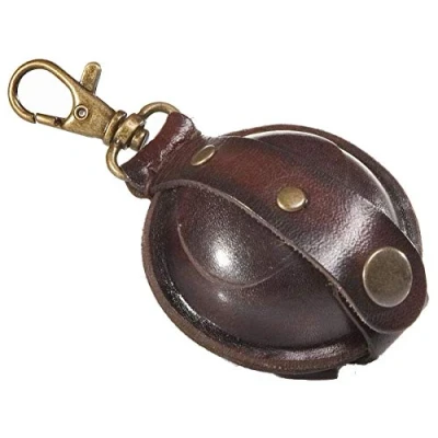 Afbeelding van MIKA 28071102 Mini sleutelhanger van echt leder/zadelleer, portemonnee als sleuteletui met muntvak drukknop, sleutelportemonnee voor kleingeld in bruin, sleuteltas Ø ca. 5 cm