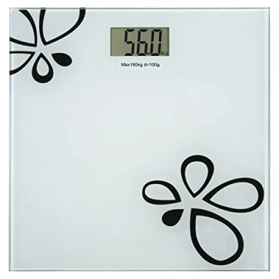 Afbeelding van EMOS EV105 TY6108 Digitale personenweegschaal, weegschaal, weegschaal van veiligheidsglas, draagkracht 0 180 kg, LCD display, auto on/off, batterij meegeleverd, 3 V, wit