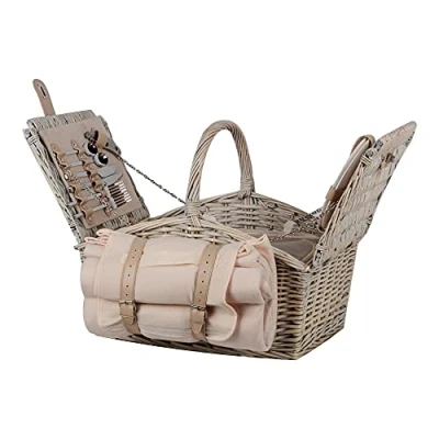 Afbeelding van Nature by Kolibri Picknickset voor 2 personen, met picknickmand, picknickdeken, bestek en servies