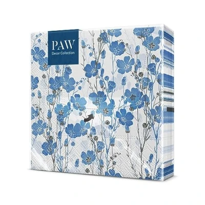 Afbeelding van PAW Papieren Servetten 3 laags (33 x 33 cm) I 20 Stuks Gedrukt met Inkt op Waterbasis Verjaardag Decoratie Tafelversiering Natuur, Dieren Motief Kleur: Flax Plants