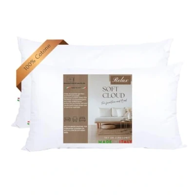 Afbeelding van GM Soft Cloud bedkussen, 40 x 80 cm, 2 stuks, overtrek 100% fris katoen, wasbaar, hypoallergeen en ademend, gemaakt in Italië