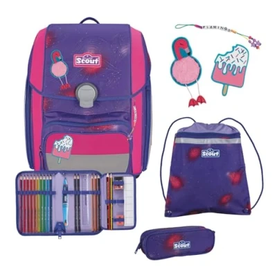Afbeelding van Scout Schooltas Basic Genius Set 4 delig Summer Paars