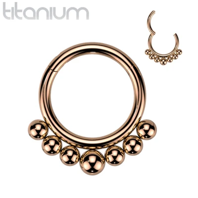 Afbeelding van Piercing titanium clilcker Outer Graduated Balls 1.2x8 rose gold plated