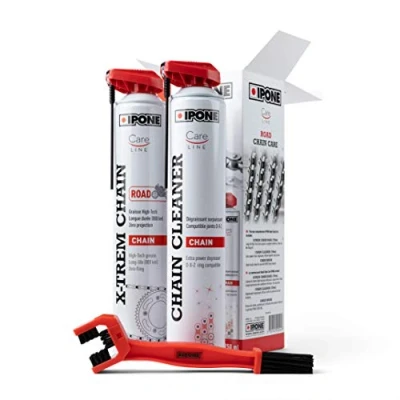 Afbeelding van IPONE Road Motorfiets Motor Scooter Ketting Onderhouds Kit Chain Care 750ml Kettingreiniger &amp; Kettingspray met gratis Kettingborstel