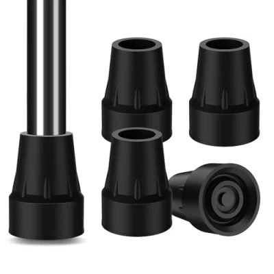 Afbeelding van supregear 22 mm Wandelstok Doppen, 4st, Versterkte Rubber, Antislip Grip, Eenvoudige Installatie, Ideaal voor Krukken en Loopstokken, Zwart