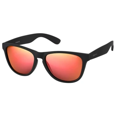Afbeelding van Polaroid rechthoek heren zwart rubber grijs rode spiegel gepolariseerde zonnebril Sunglasses
